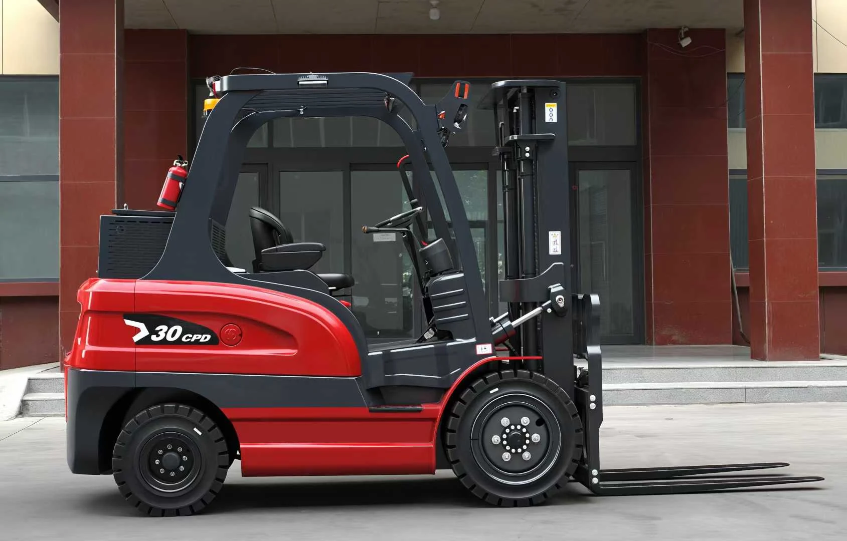 Deling CPD-30 3 ton electric forklift side view