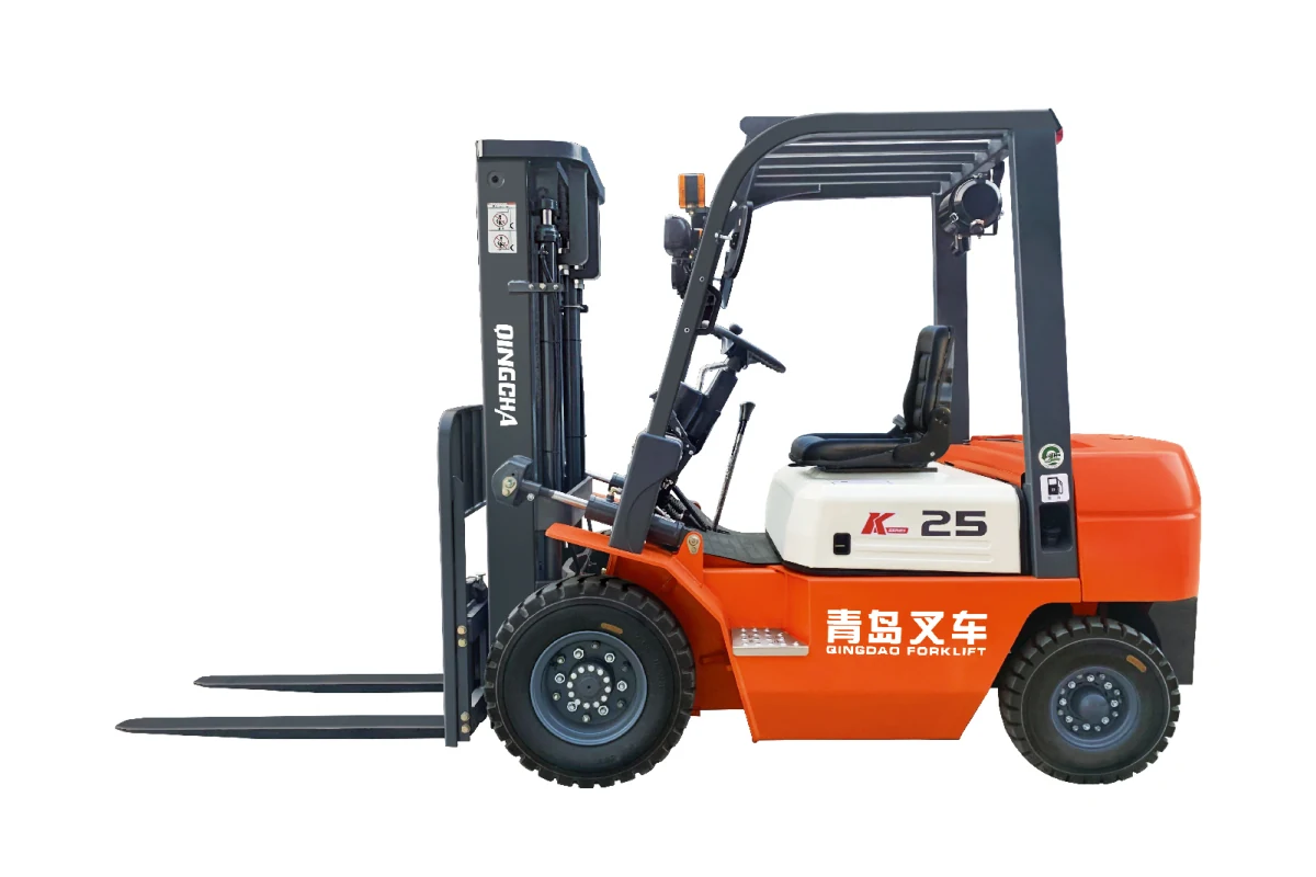 K Series 1.5 to 2.5 ton diesel forklift with pneumatic tires and wide-view mast